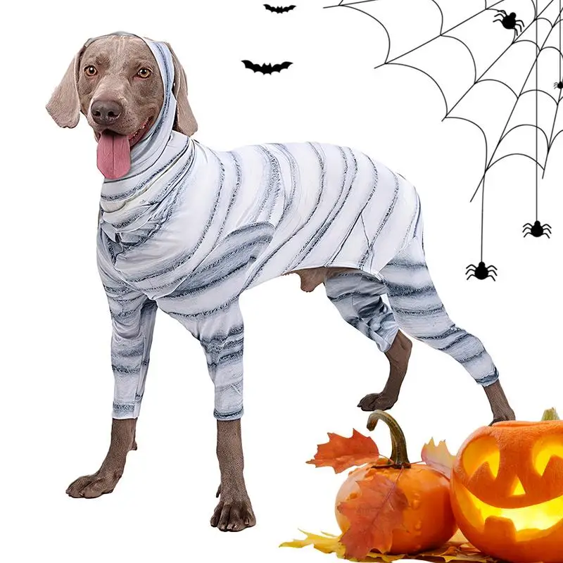 Mummy Dog Costume Portable Mummy Skeleton Pet Clothes Pet Cosplay Costume Funny Halloween Cat Clothes Reusable Dog Halloween