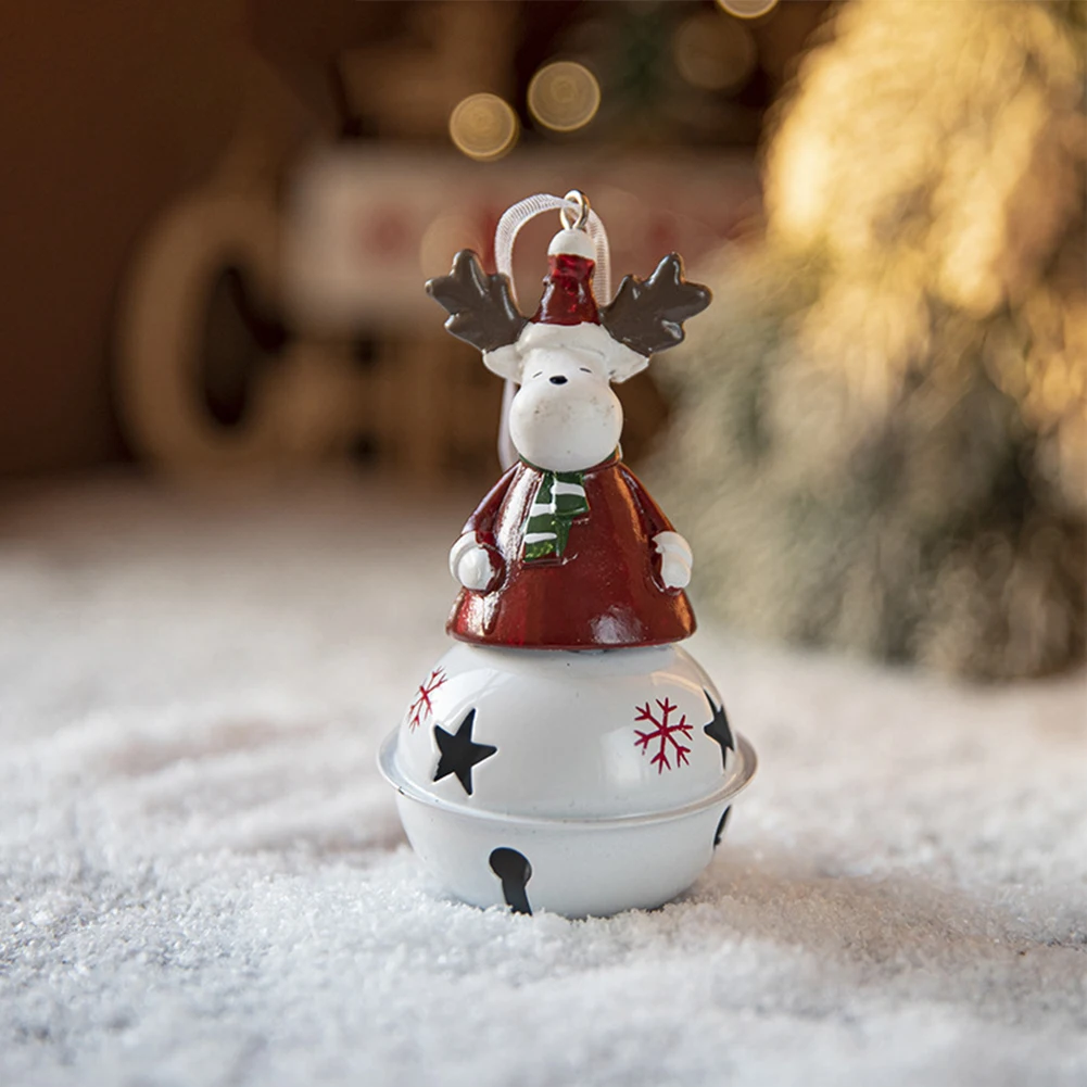 Christmas Painted Snowman Bell Pendant Metal Craft Statues Christmas Jingle Bell Christmas Tree Holiday Party Home Decoration