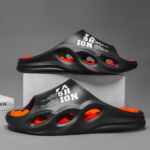 Herrmode Massagetofflor Inomhus-/Utomhussandaler Strandflip-flops Tjocka Sulor Herrtofflor Sommar Halkfria Herrtofflor Duschtofflor 8 best sales glada floppar - №6