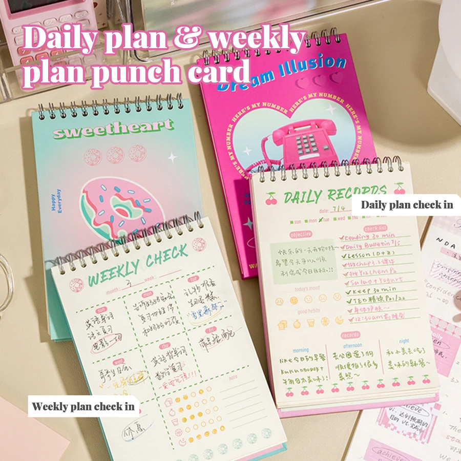 Cute Planner Notebook Time Management Schedule Book Coil Book Notepad Ins Student Stationery School Office Supplies