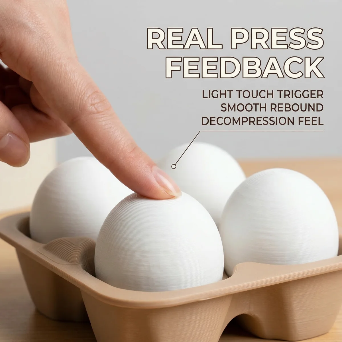 1PC Clickable Stress Relief Desk Toy, PLA 3D Printed Material Egg Button Desk Decor Set, Minimalist Beige Egg Shape