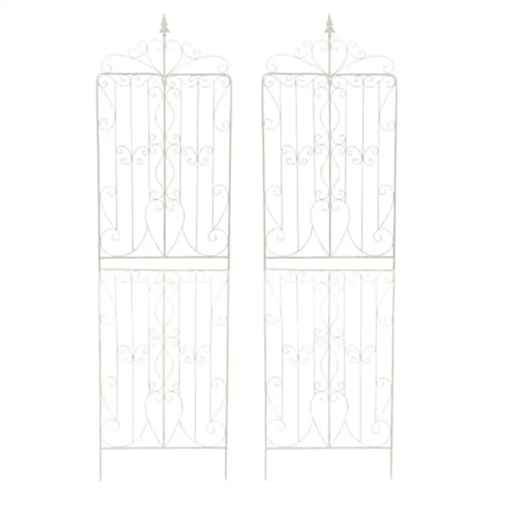 

Garden Trellis Climbing Plant Support Set 92.5" Rustic White Metal Decorative Outdoor 2 Pack)