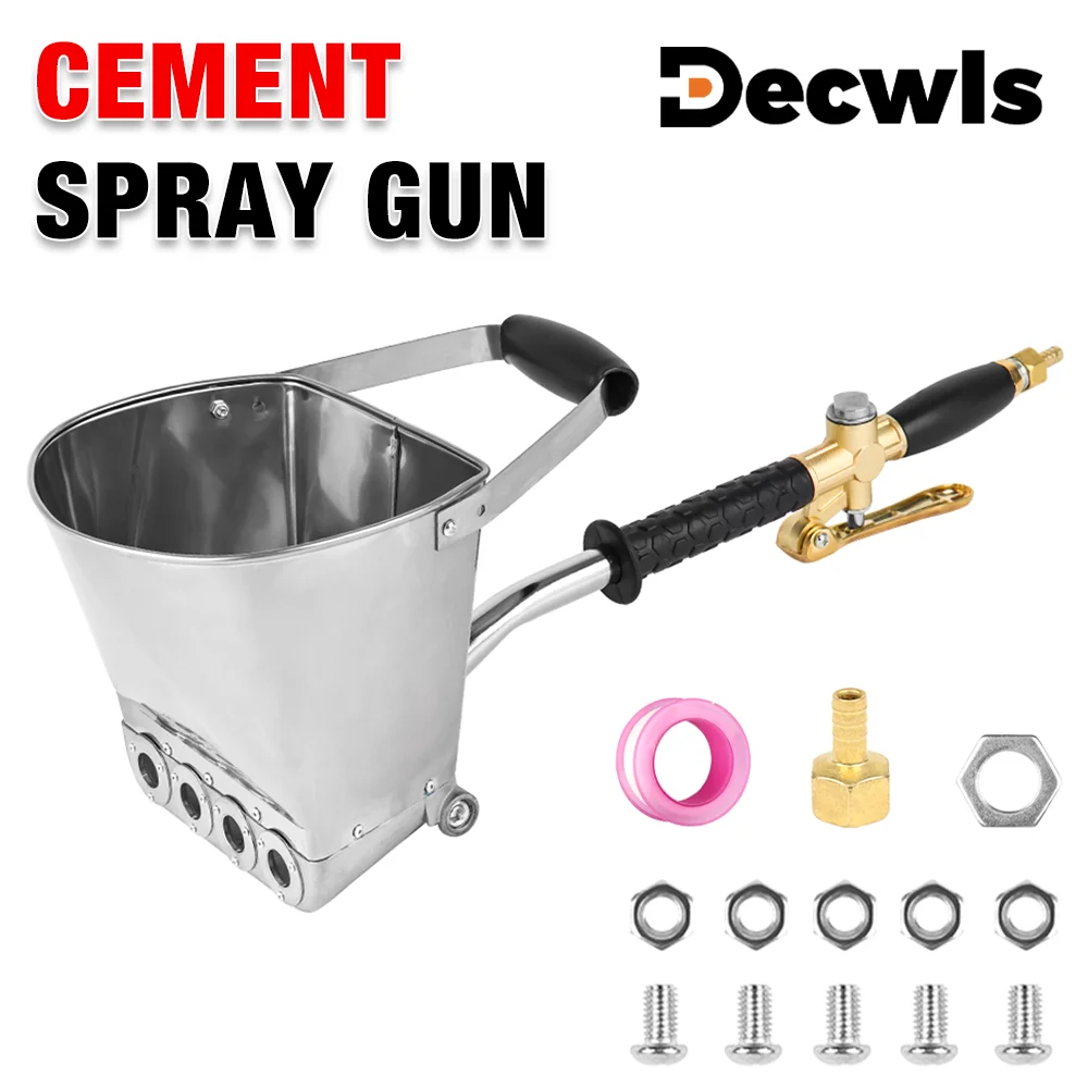 4L Cement Spray Gun, Home Cement Plaster Sprayer, 4-Hole Rapid Spray Gun, Extra Large Hopper, Pneumatic Tools, Mortar Sprayer