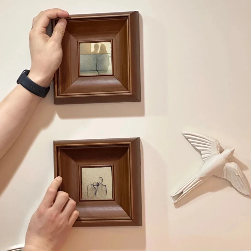 

Средняя древняя декоративная живопись из массива дерева, изогнутые наклейки на стену, художественные портреты для гостиной, скандинавское украшение для входа