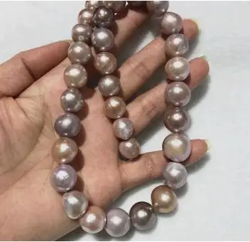 NEW Natural 12-15mm multicolor Baroque Edison Freshwater Cultured Nuclear Pearl Beautiful necklace