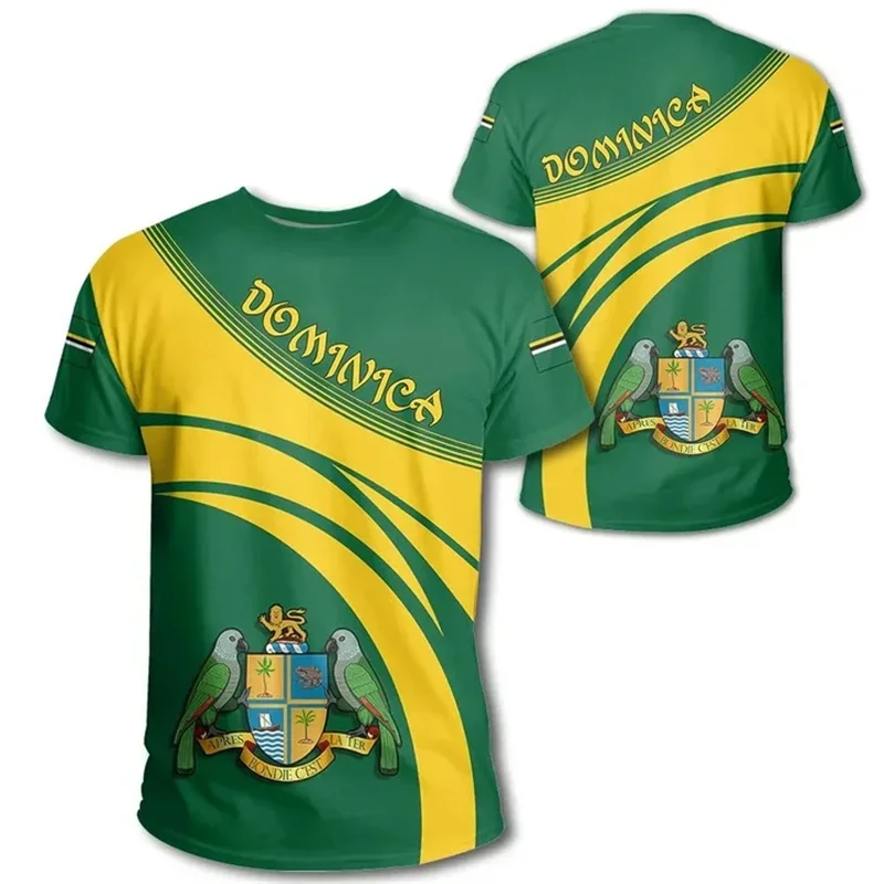 Dominica Coat Of Arms 3D Printing T Shirt The Commonwealth Of Dominica Flag Map Graphic Tee Shirts Casual Mens Clothing T-shirts