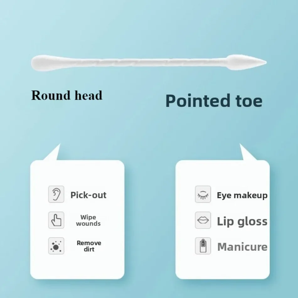 新しい使い捨て綿棒150本入り、両端使えるコスメツール、個別包装で携帯に便利、ホットメイクアップ用綿棒