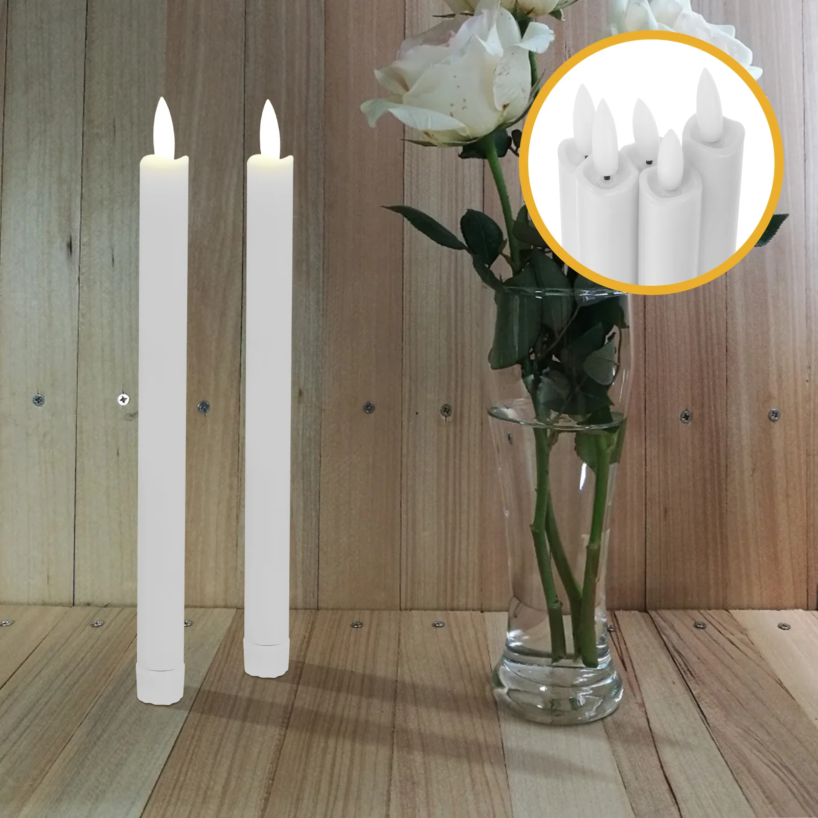 

6Pcs LED Flameless Candles Operated Taper Lights Premium Plastic Decor for Holiday Bar Hotel Table Display