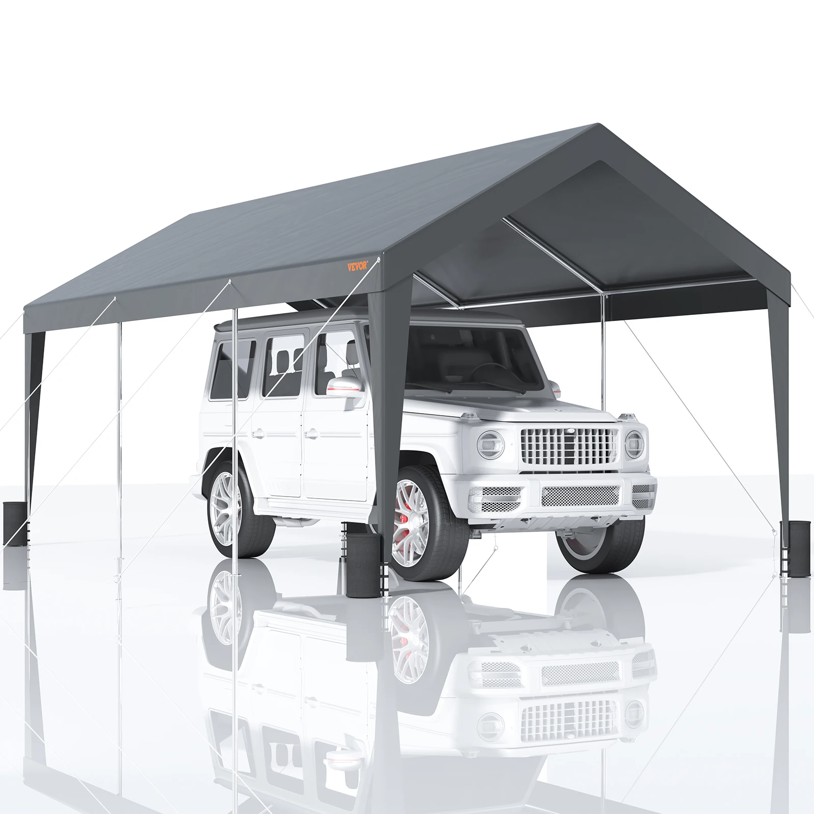 

VEVOR Carport 10x20ft Heavy Duty Car Canopy Garage with 8 Reinforced Poles and 4 Weight Bags UV Resistant Waterproof Tarp