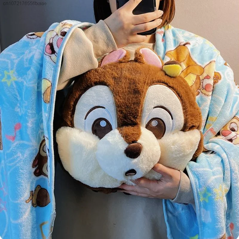 Disney Chip \'n\' Dale Plush Throw Pillow Blanket Dual Use Home Accessories Office Living Room Cute Pillows Portable Small Blanket