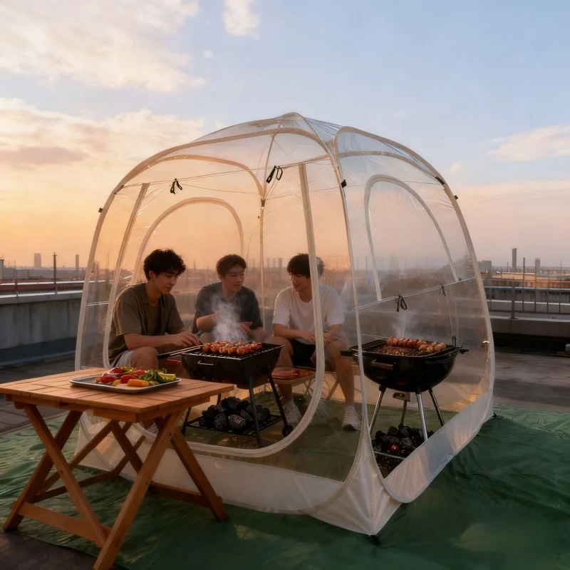 Outdoor starry sky tent, popular transparent bubble house, portable and quick-opening, winter windproof and warm courtyard tent