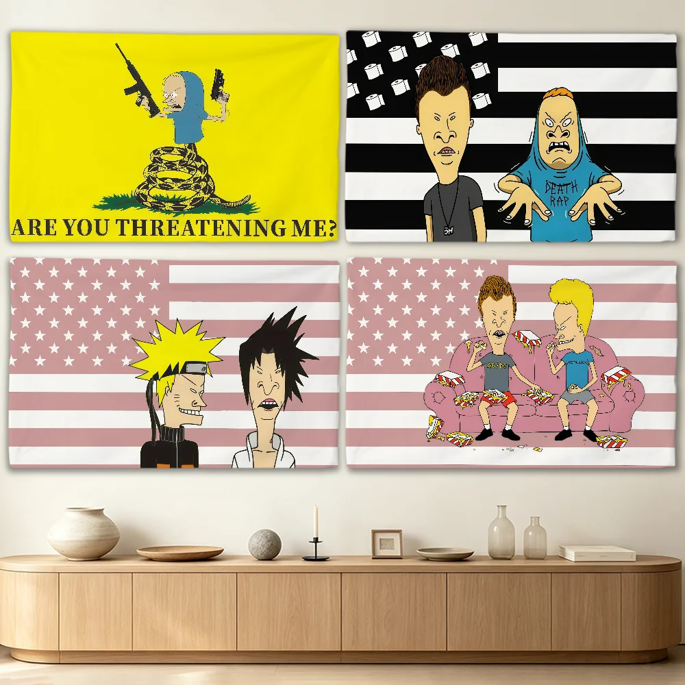 Cartoon B-Beavis And Butt-head Flag Advertising Banner For Camping Decoration Outdoor & Garage Wall Hanging Decorations