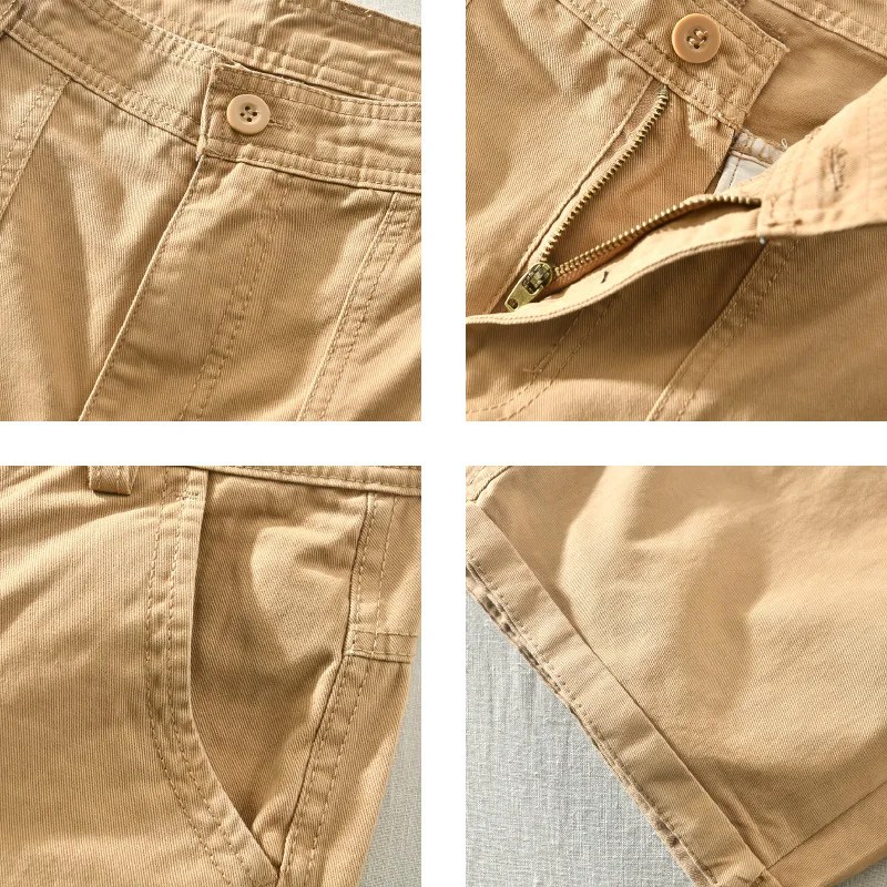 Simple Solid Color Versatile Cargo Short Pants Casual Men\'s Fashion Loose Shorts With Multi-pocket