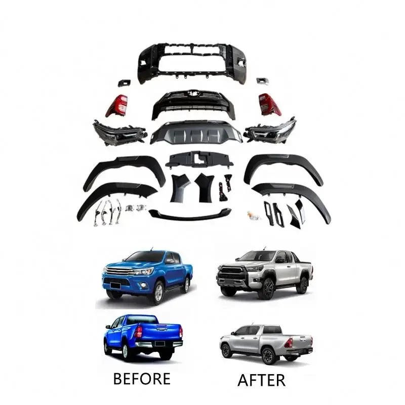 

For 2016 HILUX REVO Car Body Kit Exterior Accessories Upgraded to 2021 ROCCO Body Kits Auto Parts