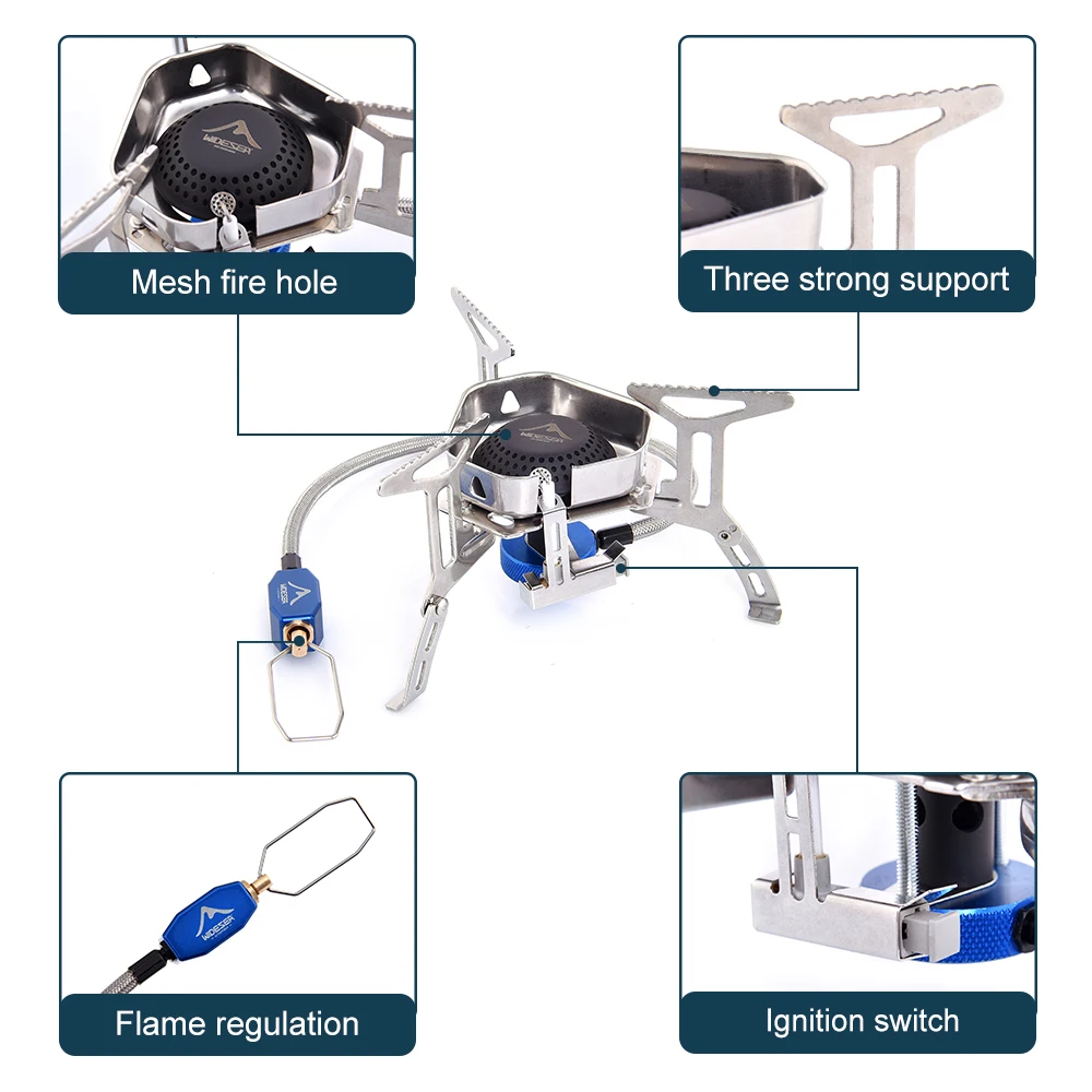 Camping Stove Outdoor Gas Burner Equipment 3500W Wind Proof Heater Supplies Kitchen Survival Tourist Portable foldable view 4
