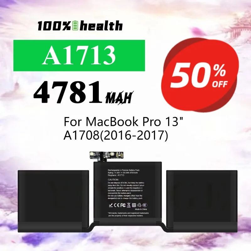 

A1713 4781mAh Laptop Battery for Apple MacBook Pro 13''/A1708 Lithium Rechargeable Battery