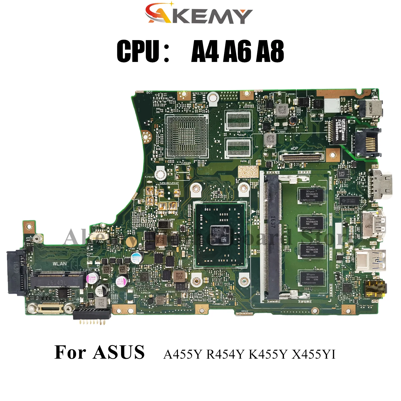 

X455YA Материнская плата для ноутбука ASUS VivoBook X455Y F455Y R454Y A455Y R455Y X455YI K455Y Материнская плата с процессором A4 A6 A8 tests stk