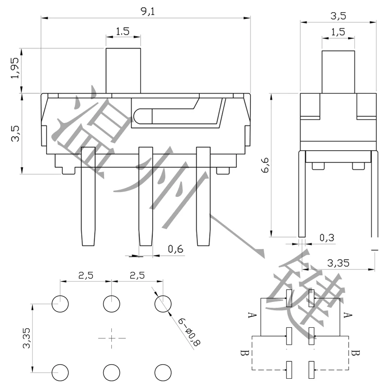 10 قطعة MSS-22D18 مفتاح منزلق صغير 2P2T DIP 6 دبوس 2 موضع مفاتيح تبديل صغيرة مفاتيح منزلق صغير أسود