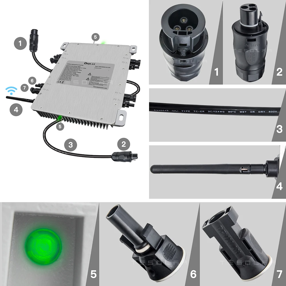 Imagem -04 - Inversor Micro Solar Inteligente Deye 1600w Mppt Wifi Integrado Inmetro Vde Certificação Iec para Grade 230v Módulos Fotovoltaicos de 6072 Células
