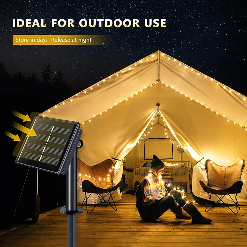 4m-32m LED Solar Fairy Waterproof Copper Wire String Lights Christmas Party Garland Solar Power Lamp for Outdoor Garden Wedding