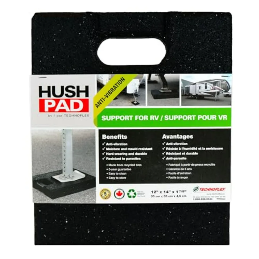 

Hush Pad RV and Truck Stabilizer Support 100 Recycled Rubber Black Durable Noise Reduction