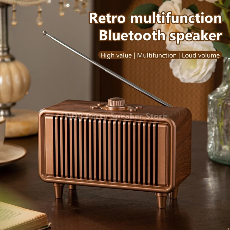 

2025 New Portable Retro FM Radio Wooden Radios Wireless Hi-fi Stereo Bluetooth Speaker Support TF Card/U Disk/Aux Playback Mode