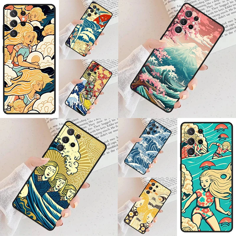 Japanese Surfers Cell Phone Case for Samsung Galaxy S26 Ultra S25 S24 S23 S22 S21 S20 Note10 Cover
