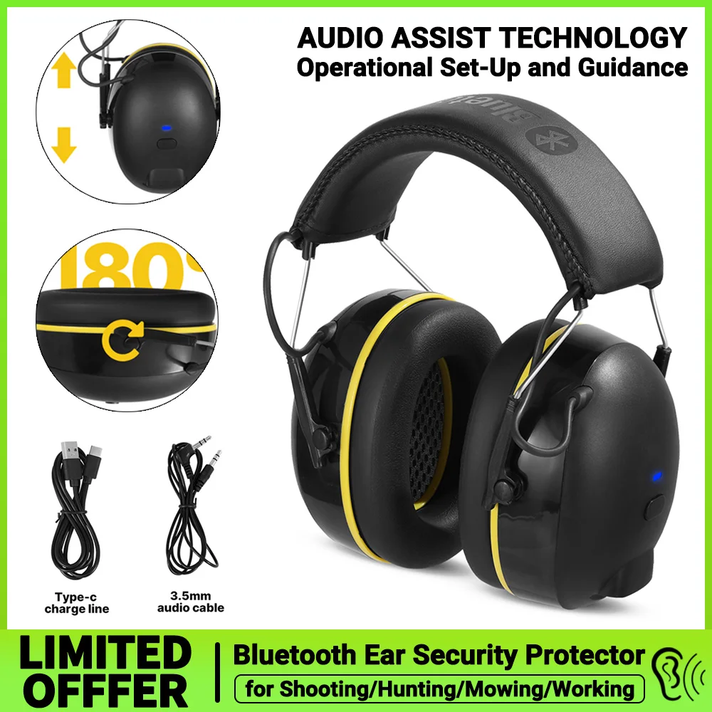 Wireless Shooting Earmuffs Tactical Hearing Security Protection Headset Electronic Active Noise Reduction Hunting Headphone