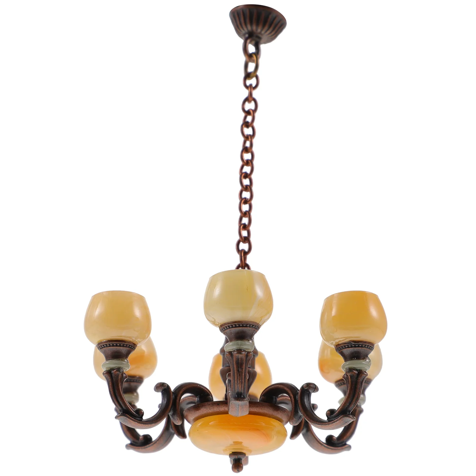 

Ceiling Lights Retro Chandelier Model Simulation Furniture Miniature Hanging Lamp Pendant Toy Room House