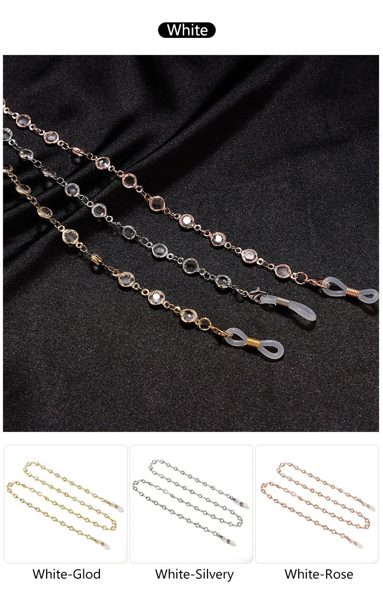 Sonnenbrille Sonnenschutzkette Mode Metall Maskenkette Einfache Perle Edelstein Brillenkette Charm Metall Lanyard Brillengestell Seil – Detail 7