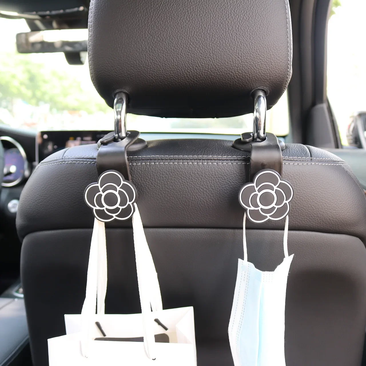 

2PCS Car Seat Hook Camellia Hanger Organizer Hooks Handbag Masks Data Cables Storage Holder Clip Universal car accessories