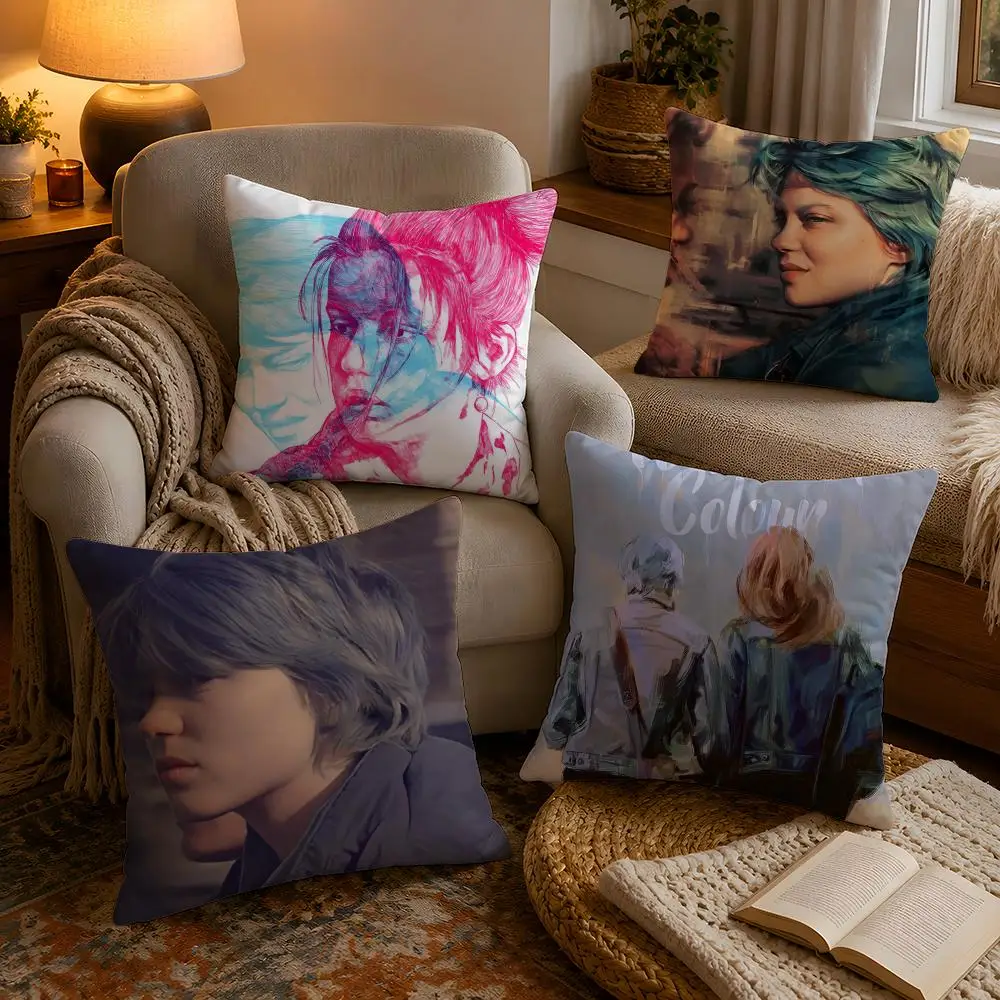 GL LOVing Blue is the Warmest Color Pillow Case Soft Plush Cushion Cover Double Print and Invisible Zipper for Sofa Home Car Use