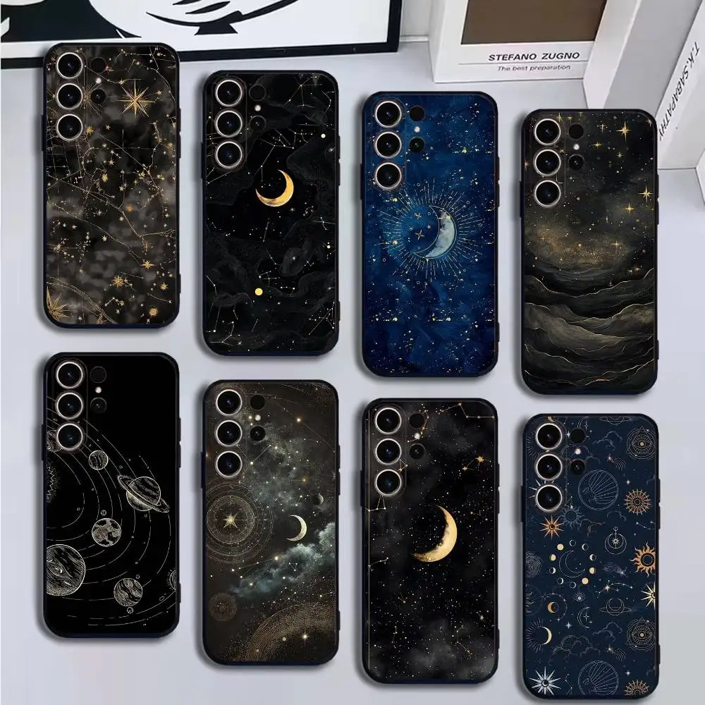

Suns Moons Clouds Astrological Phone Case For SamsungS25,24,21,22,23,30,Ultra,20,Plus,Fe,Lite,Note,10,9,Soft Black Cover