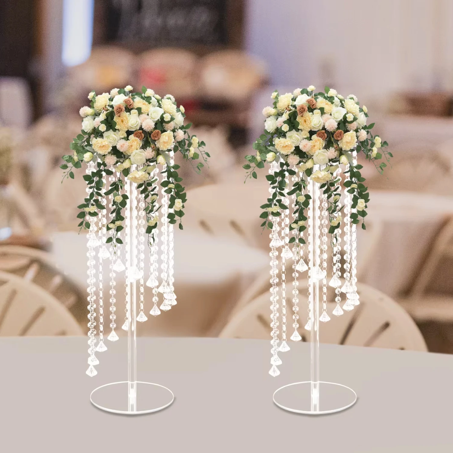 

New 2Pcs Flower Vase Column Flower Stand Tall Wedding Party Centerpieces