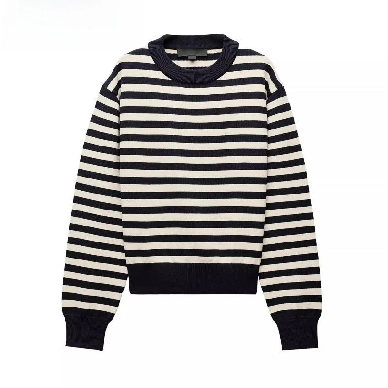 

Spring 2025 Women's round Ne Long Sve Striped Knitwear Casual Sport ort Sle 5536009 Comfortable Breathable Stretchy