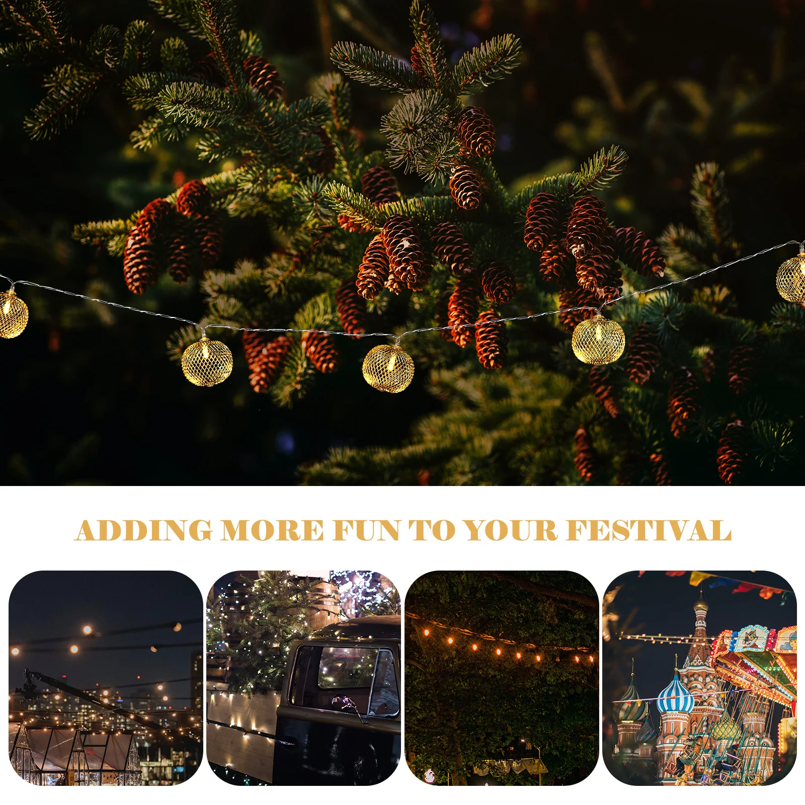 

1Pcs Iron Craft Round Lantern String Light Creative Decorative Christmas Festival Hanging Xmas Lamp Lighting Iron Lantern String