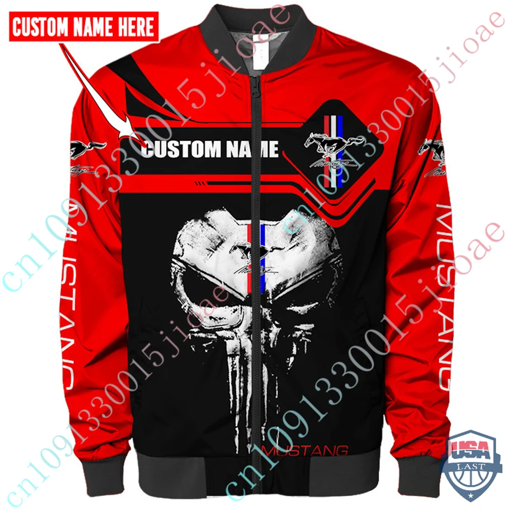 

Mustang Windbreaker Techwear Baseball Uniform Bomber Jacket Harajuku Parkas Thick Coat Jackets For Men's Clothing Custom Logo