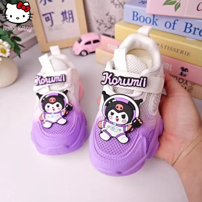 

Sanrio Kawaii спортивная обувь для девочек Kuromi, весенне-осенняя новая модная детская сетчатая дышащая повседневная обувь для папы с героями мультфильмов аниме
