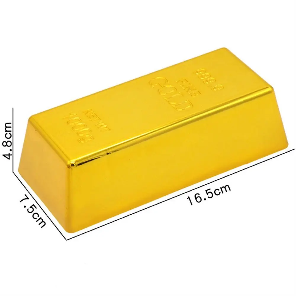 Ideal Gift Simulation Fake Gold Bar Glittering Door Stop Golden Brick Paperweight Plastic Bullion Bar Office Desk