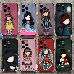 Cute Cartoon Girl Kid Santoro_Gorjuss Phone Case For Apple iPhone 15,14,13,12,11,Pro,X,XS,Max,XR,Plus,Mini Soft Black Cover