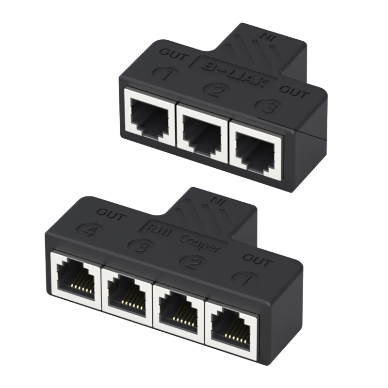 Telephone Splitter 3 Way/4Way Outlet Converter RJ11 6P6C Adapter Converter 3/4port Outlet Adapter Convenient