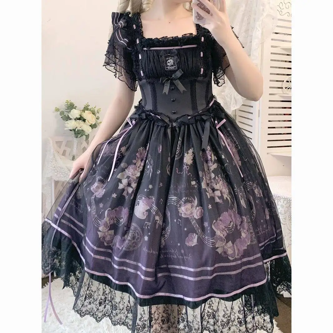 Original Lolita Polka Dot Shirt Skin-friendly Loose Casual Style Inner Wear for Daily Jsk Cake Skirt Polyester Fabric
