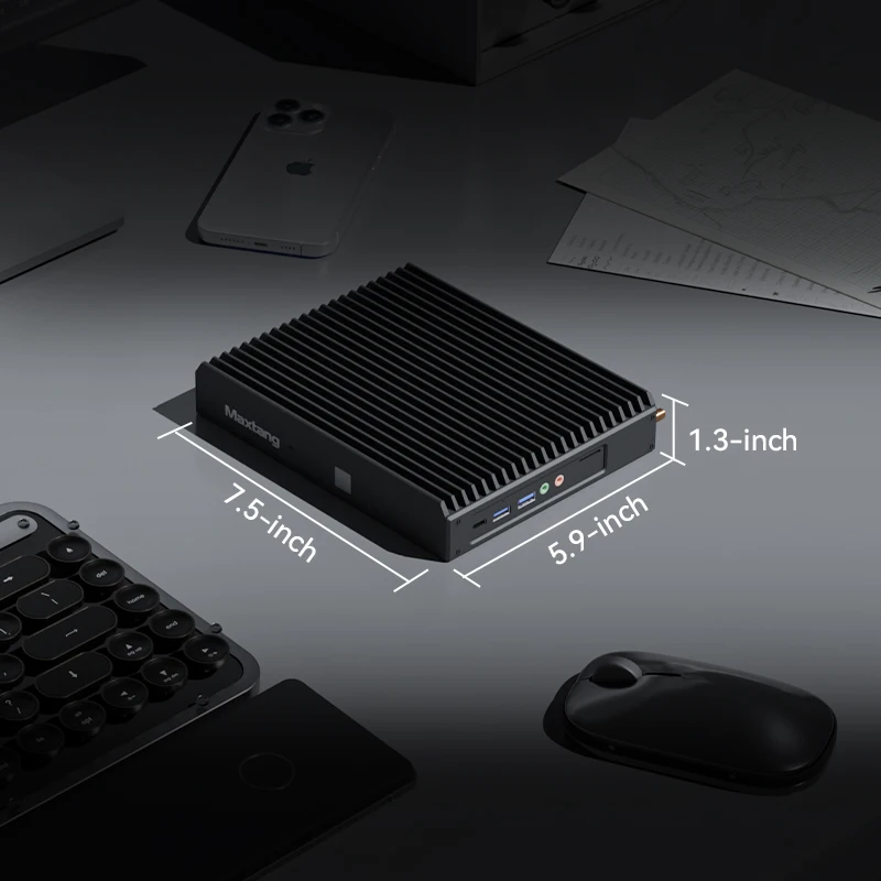 معالج Maxtang Intel Elkhart Lake J6412 بدون مروحة كمبيوتر صغير مع ذاكرة DDR4 ثنائية القناة 2LAN 1COM 6USB 3HDMI يعرض #5