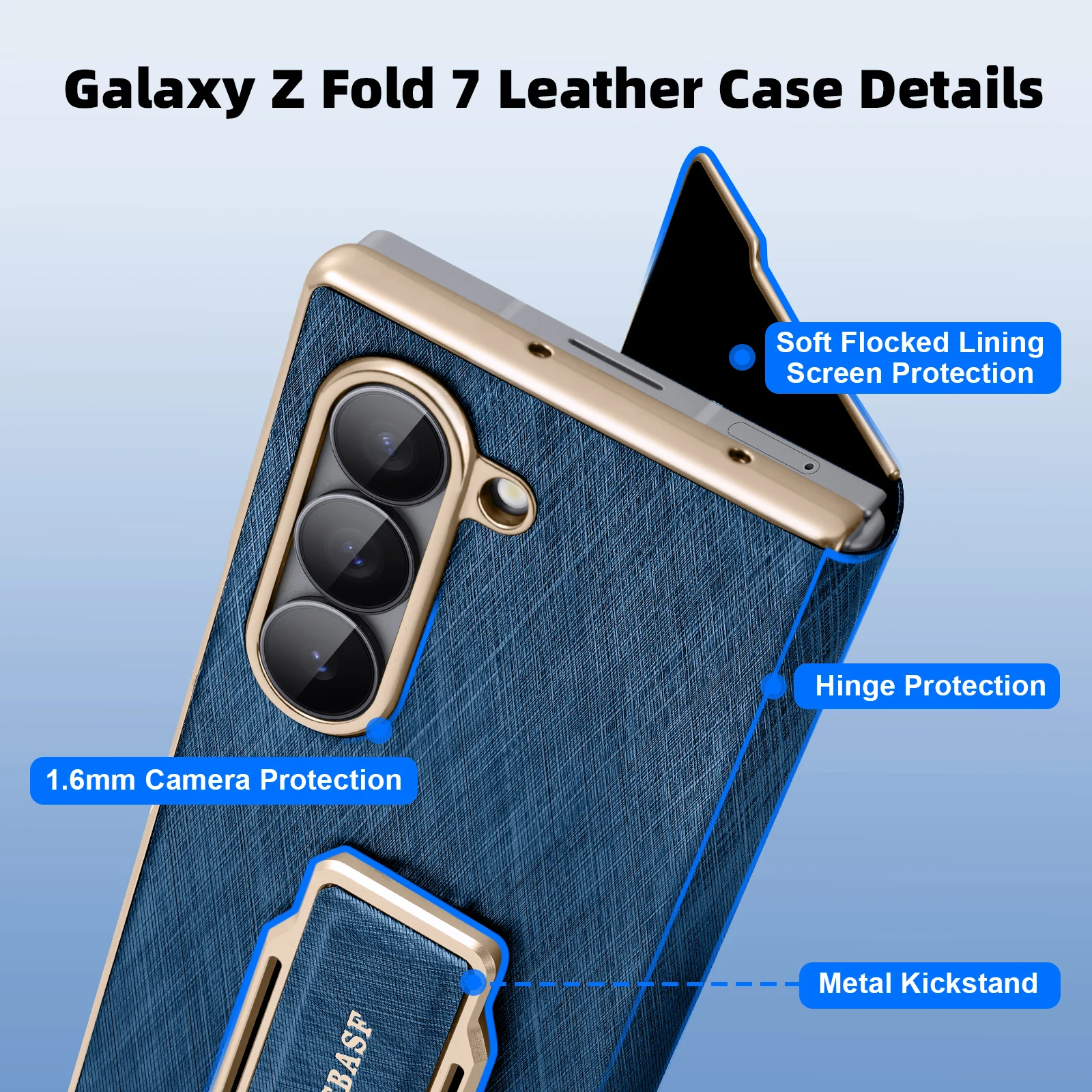 Oatsbasf Dual Strap Leather Phone Case for Samsung Galaxy Fold 7 with Strap Stand 360° Rotatable Shockproof Protective Cover view 6