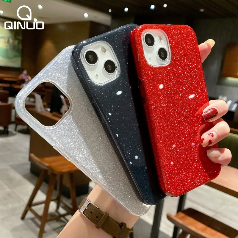 حافظة ورقية لامعة بلينغ لهاتف آيفون ، غطاء ممتص للصدمات ، 13 ، 12 ، 11 Pro Max ، Mini ، X ، XR ، XS Max ، 7 ، 8 Plus ، SE ، 2020 ، 15 ، 14 زائد