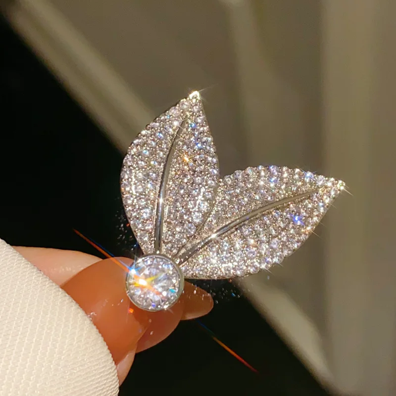 SENYU Super Shiny Leaf Korean style Hairpins Beautiful Cubic Zirconia Micro-inlay Hairclip Fashion Hairband Bridal Jewelry Gift