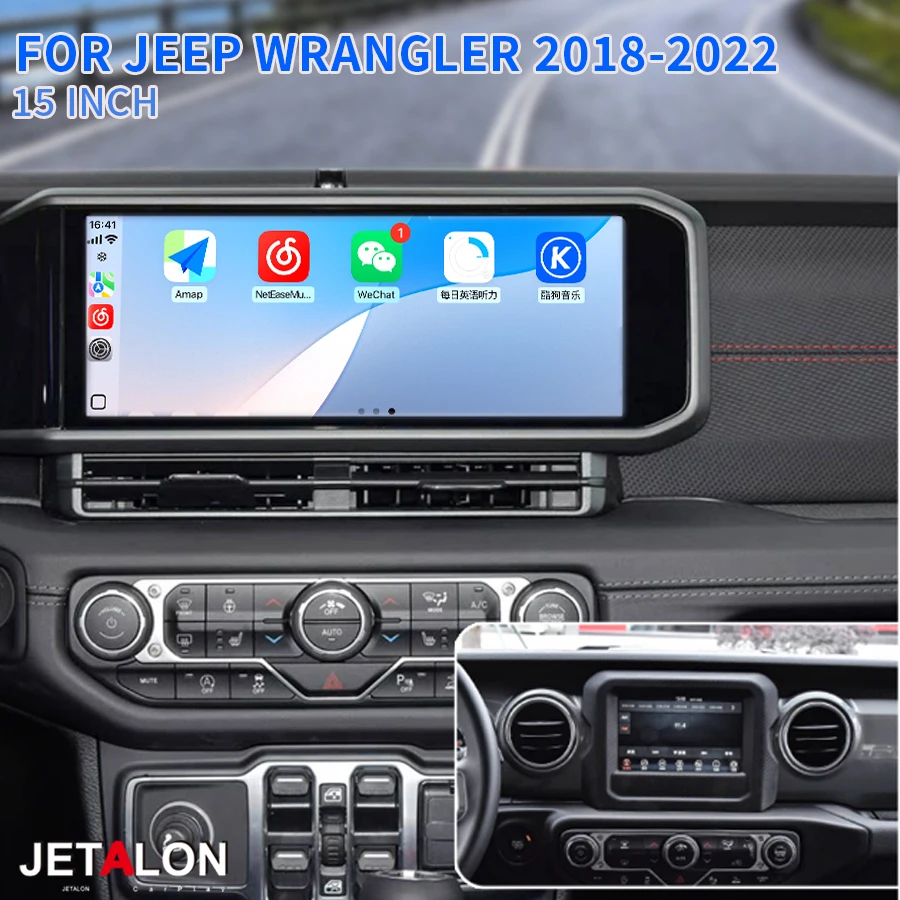 15inch Android15 Car Radio Wireless CarplayFor Jeep Wrangler 2018-2022 Multimedia Video Player 4G GPS Navi  BT Stereo Head Unit
