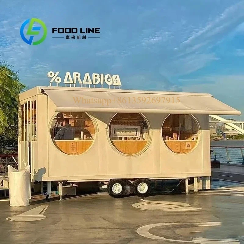 Custom Logo Fiberglass Shell Mobile Food Trailer, New Condition for Restaurant and Bakery Business
