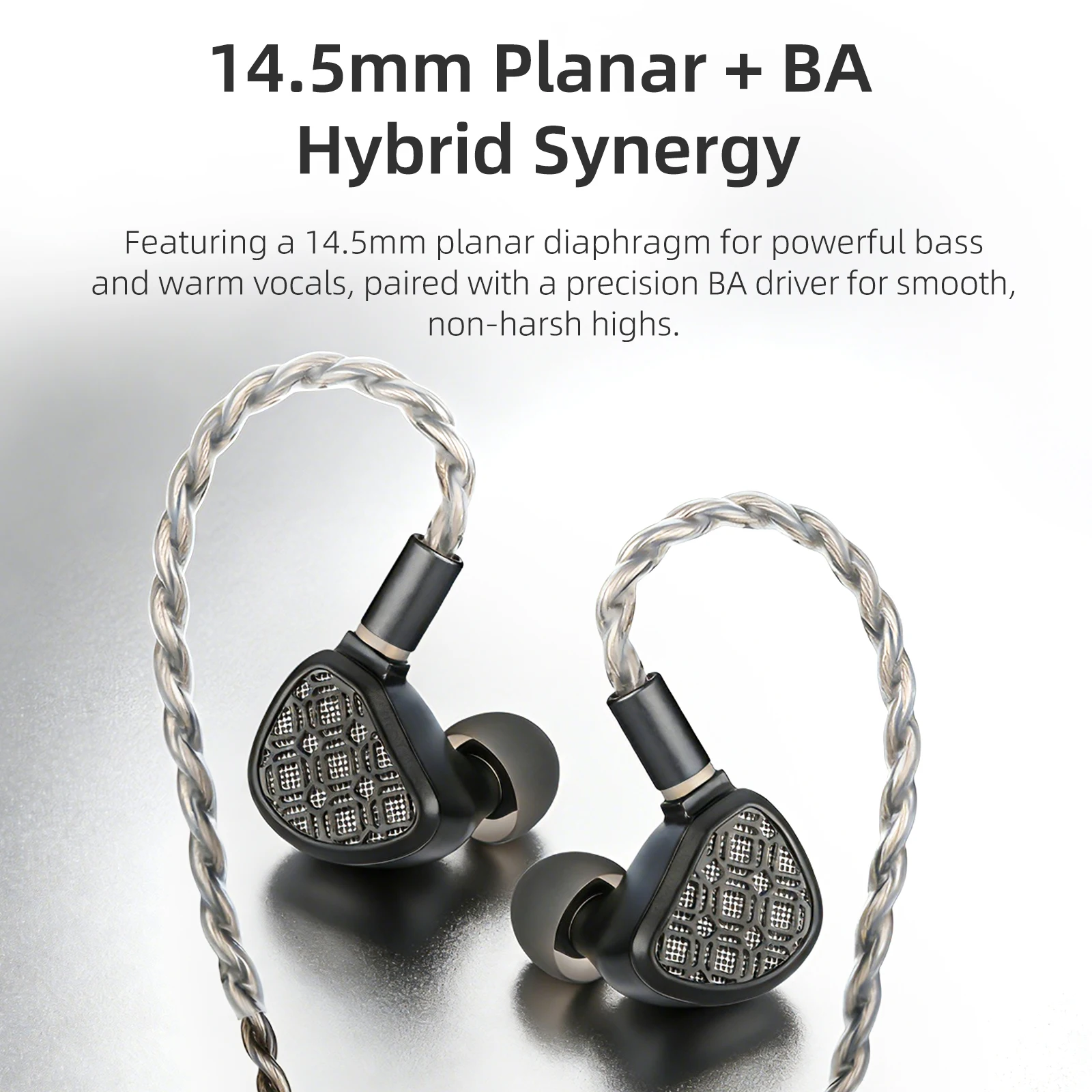 KEFINE Arnar 14.5mm Planar Magnetic & Knowles BA Drivers Earphones, Hybrid In-Ear Monitors, Detachable Silver-Plated Cable IEM