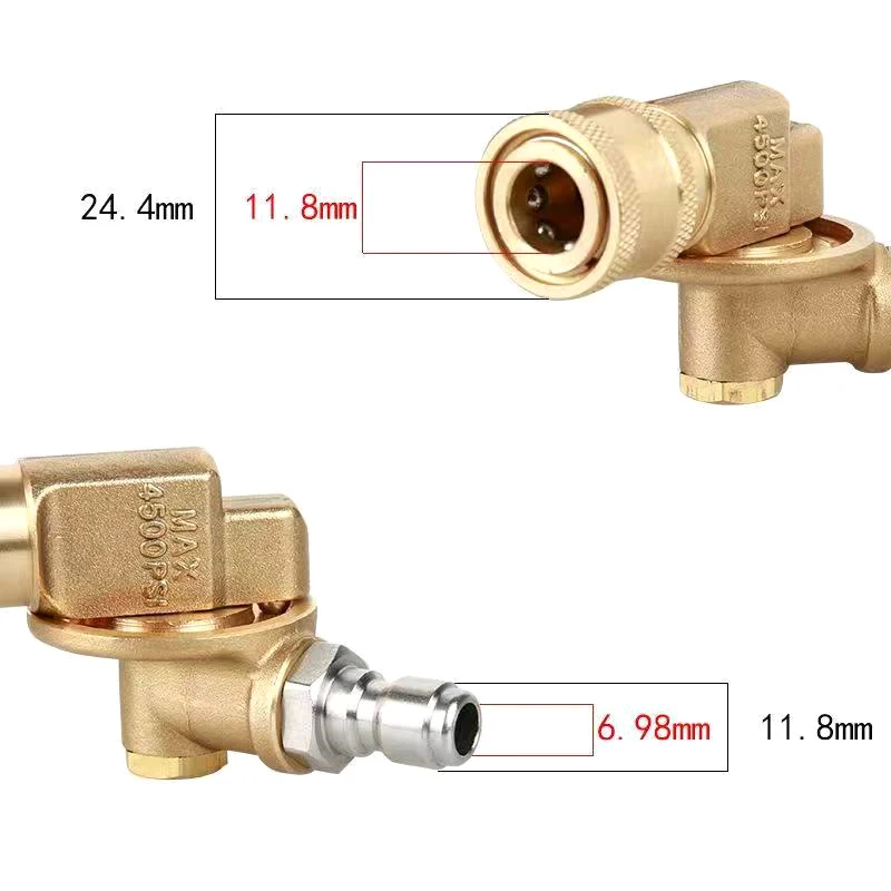 With 5 Spray Nozzles Copper Connection High Pressure Car Washer 1/4" Quick Connect Rotary Coupler Adjustable Adapter